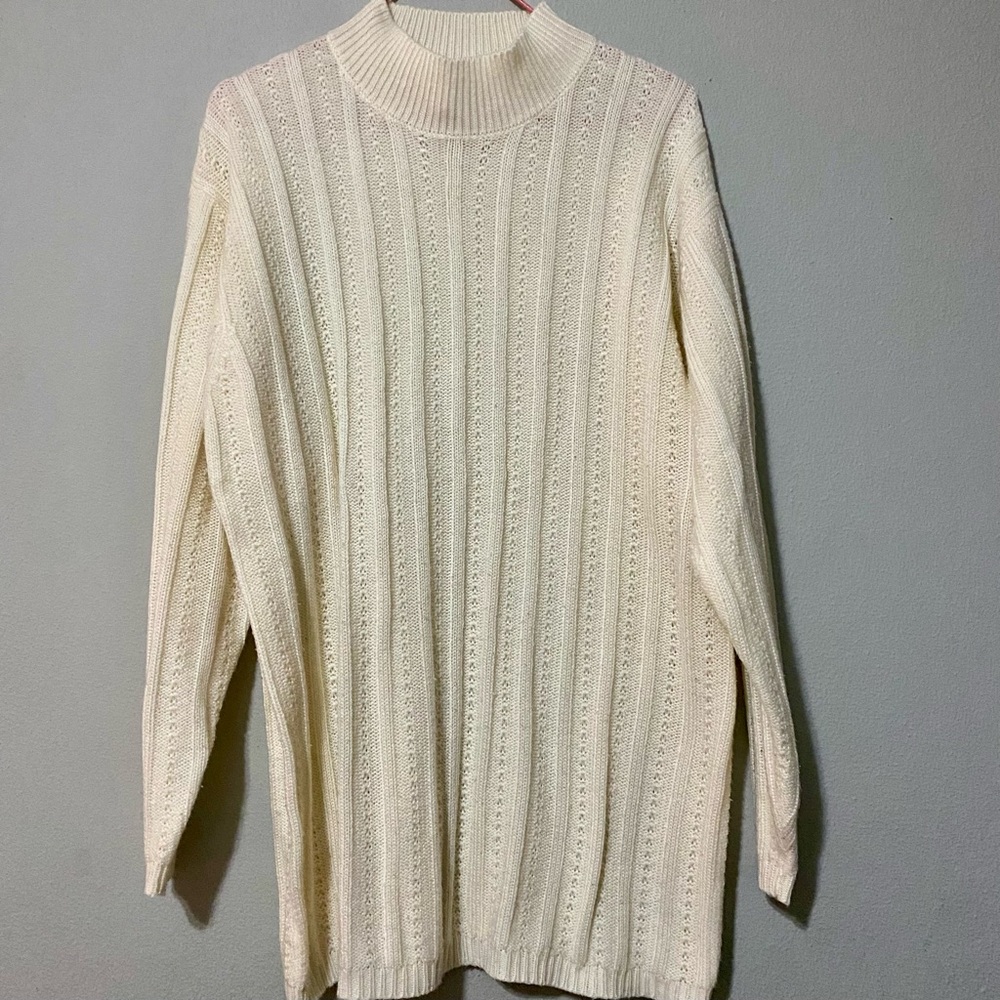 Cream Ribbed Knit Sweater by Partners